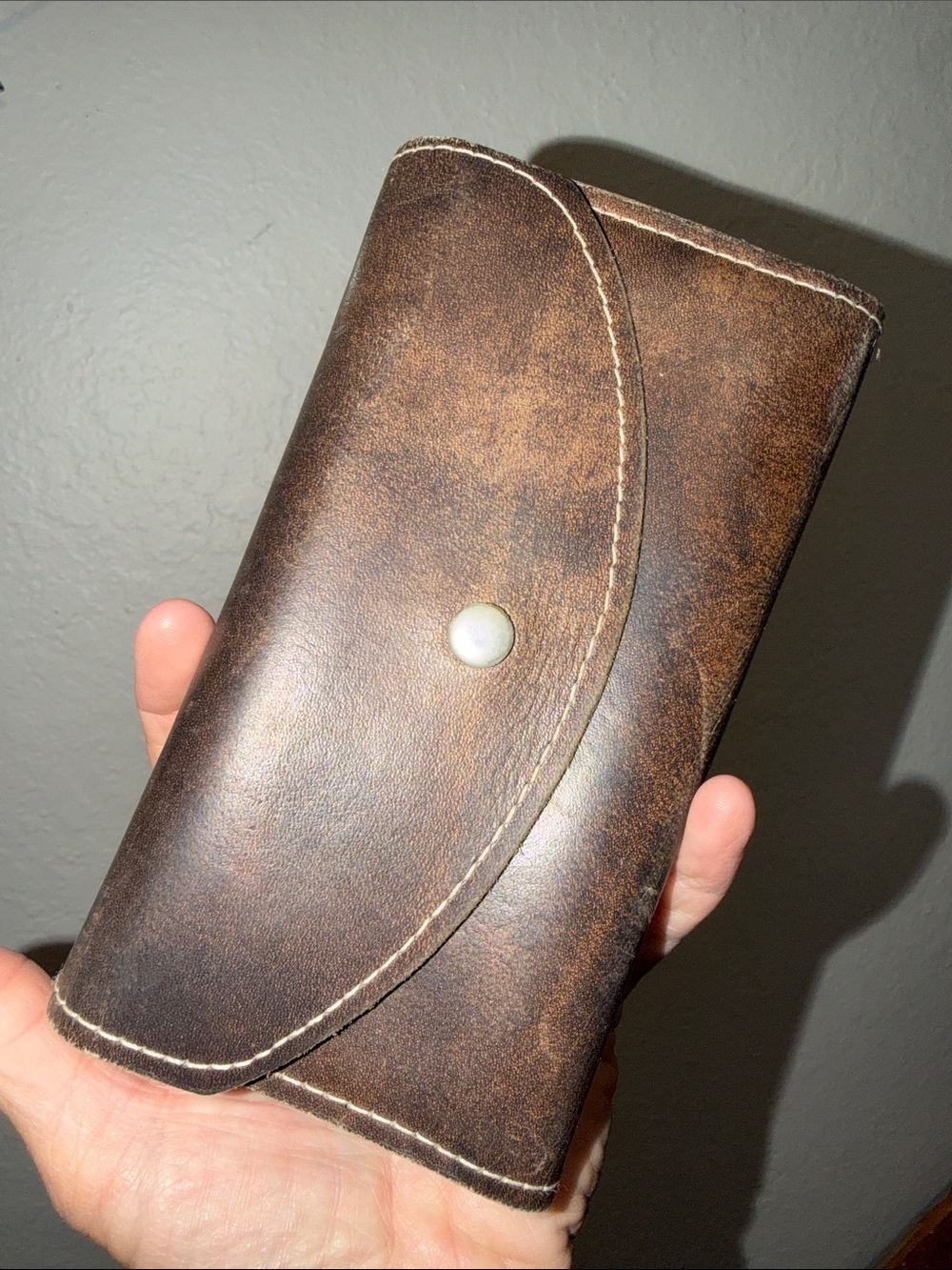 Vintage leather wallet from Argentina cottagecore granny bifold